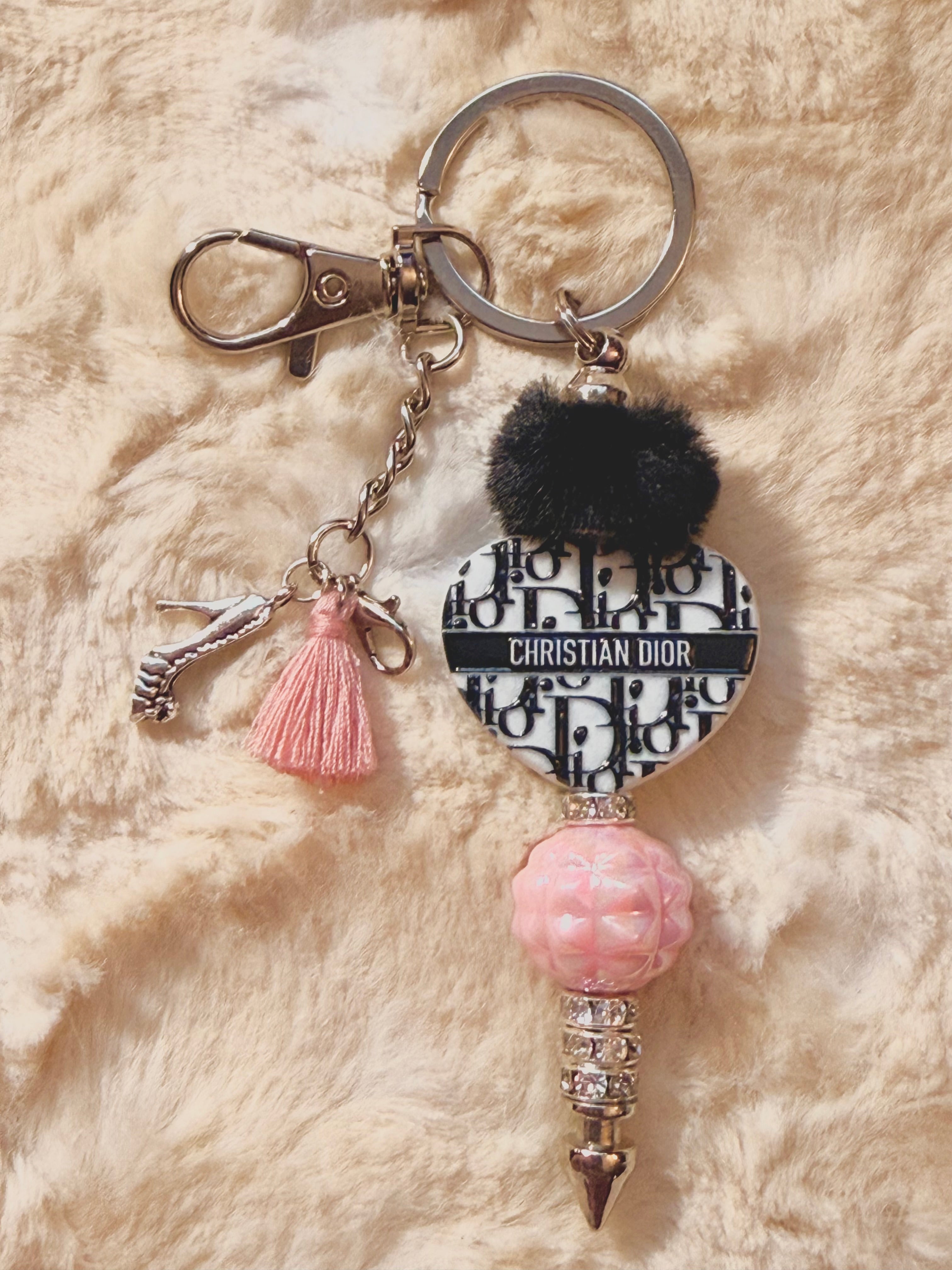 Blush Elegance Heart Purse Charm or Key Charm